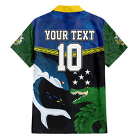 Custom Solomon Islands Rugby Family Matching Tank Maxi Dress and Hawaiian Shirt Arty Shark and Crocodile Solomon Islands National Emblems LT03 - Polynesian Pride