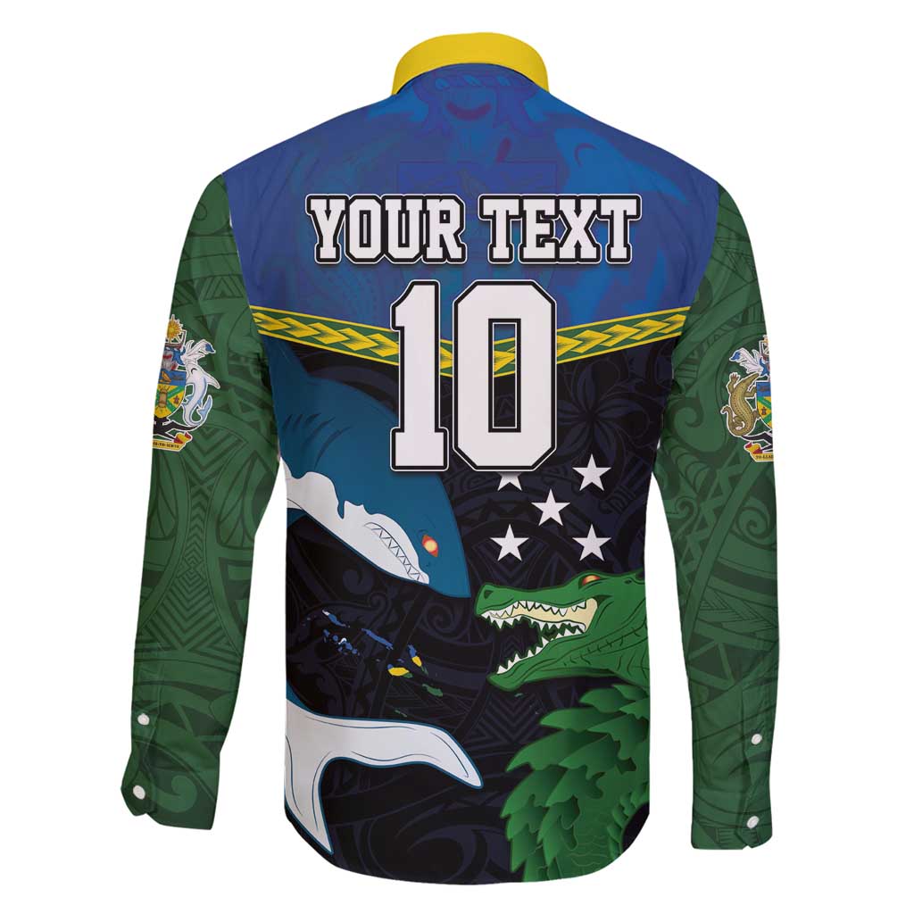 Custom Solomon Islands Rugby Family Matching Tank Maxi Dress and Hawaiian Shirt Arty Shark and Crocodile Solomon Islands National Emblems LT03 - Polynesian Pride
