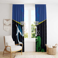Custom Solomon Islands Rugby Window Curtain Arty Shark and Crocodile Solomon Islands National Emblems