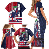 Honolulu Running 2024 Family Matching Short Sleeve Bodycon Dress and Hawaiian Shirt Marathon Competition Hula Runner and Kakau Art Tattoo LT03 - Polynesian Pride