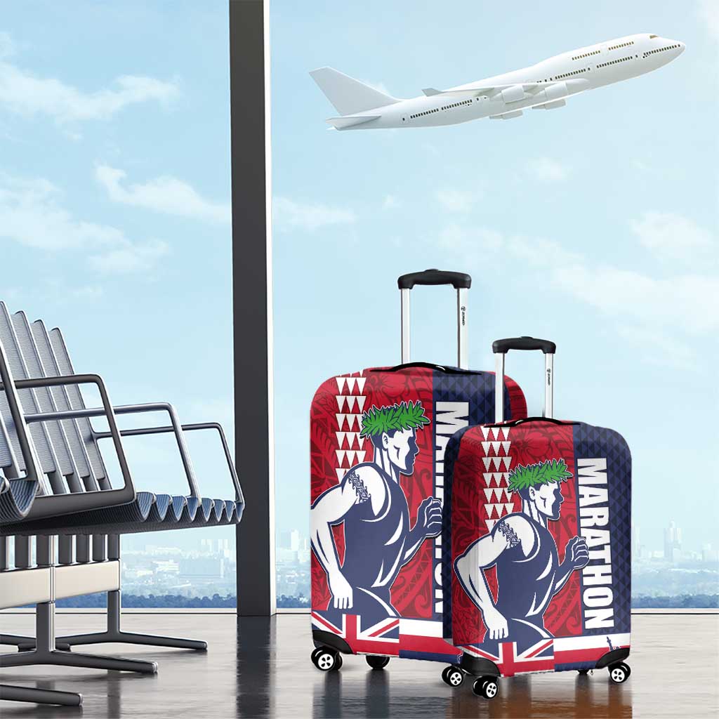 Honolulu Running 2024 Luggage Cover Marathon Competition Hula Runner and Kakau Art Tattoo