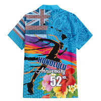 Honolulu Anniversary 52nd Running Family Matching Mermaid Dress and Hawaiian Shirt Marathon Competition Kakau Pattern Blue Color LT03 - Polynesian Pride