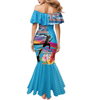 Honolulu Anniversary 52nd Running Family Matching Mermaid Dress and Hawaiian Shirt Marathon Competition Kakau Pattern Blue Color LT03 - Polynesian Pride
