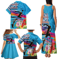 Honolulu Anniversary 52nd Running Family Matching Tank Maxi Dress and Hawaiian Shirt Marathon Competition Kakau Pattern Blue Color LT03 - Polynesian Pride