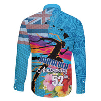 Honolulu Anniversary 52nd Running Family Matching Tank Maxi Dress and Hawaiian Shirt Marathon Competition Kakau Pattern Blue Color LT03 - Polynesian Pride