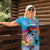 Honolulu Anniversary 52nd Running Women Polo Shirt Marathon Competition Kakau Pattern Blue Color