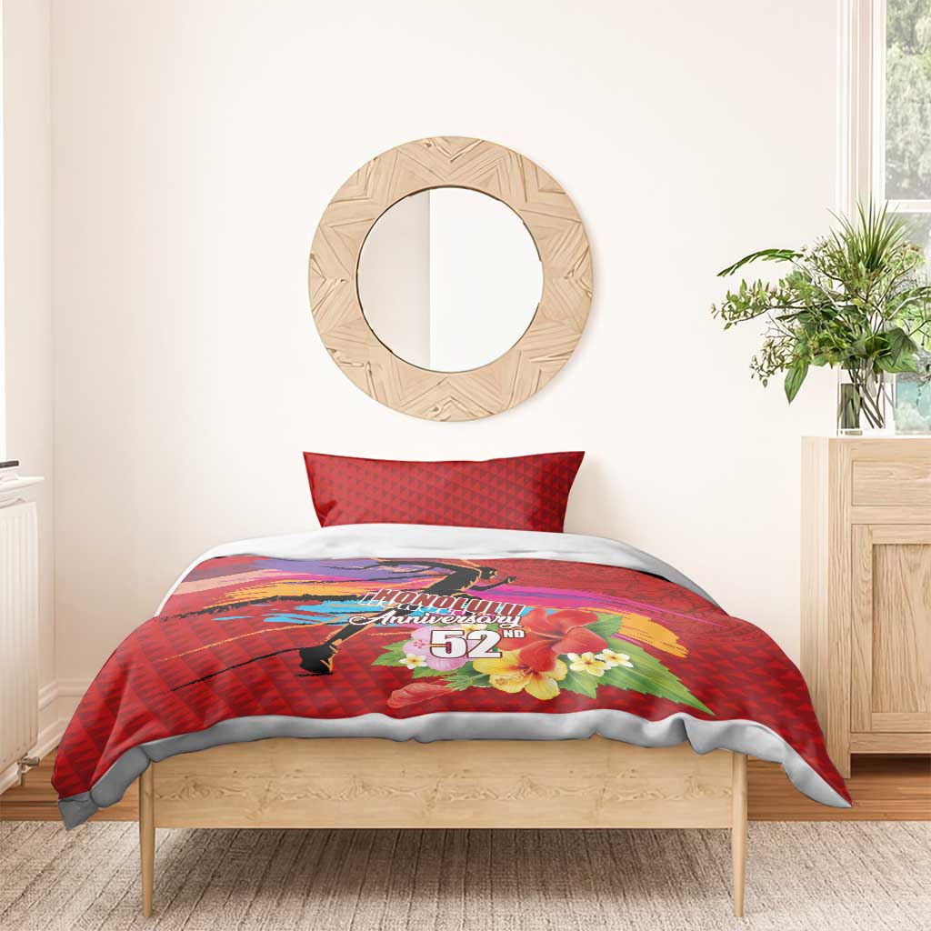 Honolulu Anniversary 52nd Running Bedding Set Marathon Competition Kakau Pattern Red Color