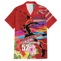 Honolulu Anniversary 52nd Running Family Matching Long Sleeve Bodycon Dress and Hawaiian Shirt Marathon Competition Kakau Pattern Red Color LT03 Dad's Shirt - Short Sleeve Red - Polynesian Pride