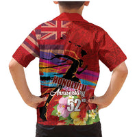 Honolulu Anniversary 52nd Running Family Matching Mermaid Dress and Hawaiian Shirt Marathon Competition Kakau Pattern Red Color LT03 - Polynesian Pride