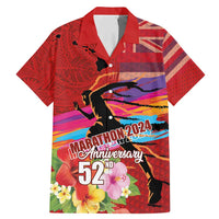 Honolulu Anniversary 52nd Running Family Matching Mermaid Dress and Hawaiian Shirt Marathon Competition Kakau Pattern Red Color LT03 Dad's Shirt - Short Sleeve Red - Polynesian Pride