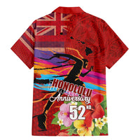 Honolulu Anniversary 52nd Running Family Matching Mermaid Dress and Hawaiian Shirt Marathon Competition Kakau Pattern Red Color LT03 - Polynesian Pride