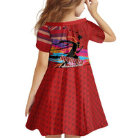 Honolulu Anniversary 52nd Running Family Matching Short Sleeve Bodycon Dress and Hawaiian Shirt Marathon Competition Kakau Pattern Red Color LT03 - Polynesian Pride