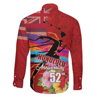 Honolulu Anniversary 52nd Running Family Matching Tank Maxi Dress and Hawaiian Shirt Marathon Competition Kakau Pattern Red Color LT03 - Polynesian Pride