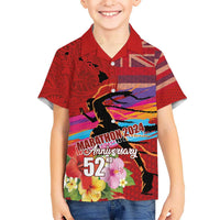 Honolulu Anniversary 52nd Running Kid Hawaiian Shirt Marathon Competition Kakau Pattern Red Color
