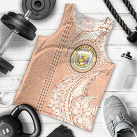 Hawaii Tropical Flowers with Kakau Tribal Men Tank Top Peach Fuzz Color LT03 - Polynesian Pride