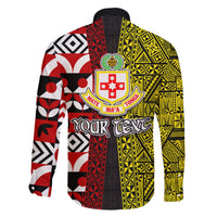 Tonga Kolisi Tonga Family Matching Off Shoulder Long Sleeve Dress and Hawaiian Shirt Ngatu and Geometric Pattern LT03 - Polynesian Pride