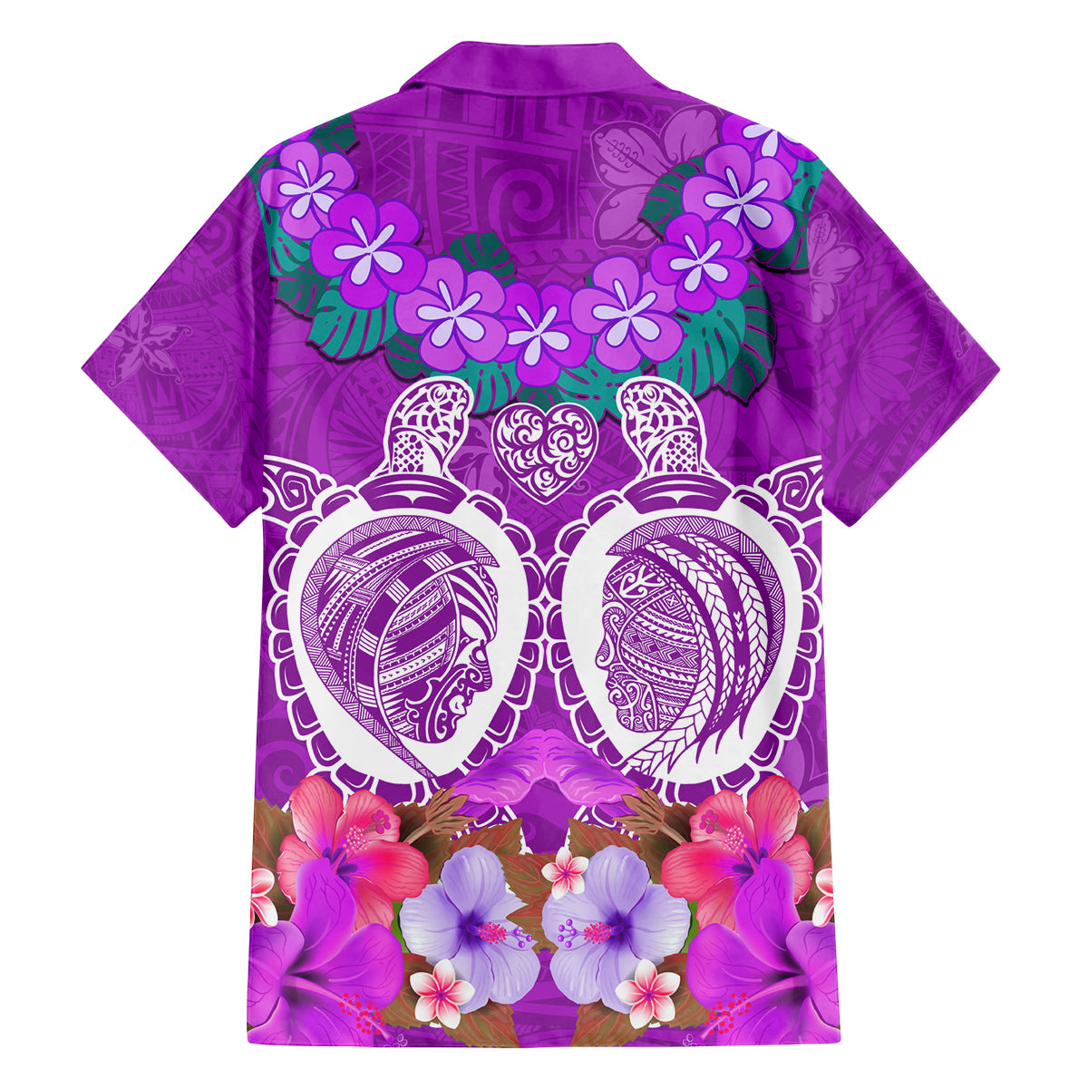 Polynesian Valentine Day Family Matching Tank Maxi Dress and Hawaiian Shirt Love Couple Turtle Maori Hibiscus Purple LT03 - Polynesian Pride
