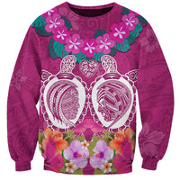 Polynesian Valentine Day Sweatshirt Love Couple Turtle Maori Hibiscus Pink LT03 Unisex Pink - Polynesian Pride