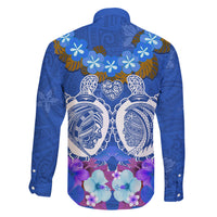 Polynesian Valentine Day Family Matching Short Sleeve Bodycon Dress and Hawaiian Shirt Love Couple Turtle Maori Hibiscus Blue LT03 - Polynesian Pride