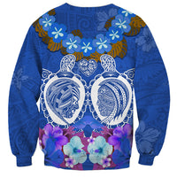 Polynesian Valentine Day Sweatshirt Love Couple Turtle Maori Hibiscus Blue LT03 - Polynesian Pride