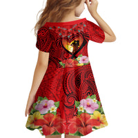 Hawaii Valentine Day Family Matching Off Shoulder Maxi Dress and Hawaiian Shirt Couple on Beach mix Hibiscus and Polynesian Tattoo LT03 - Polynesian Pride