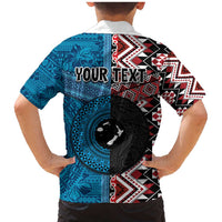 Personalised Aotearoa and Fiji Together Family Matching Mermaid Dress and Hawaiian Shirt Melanesian Warrior and Koru - Taniko with Hibiscus Tapa Pattern LT03 - Polynesian Pride