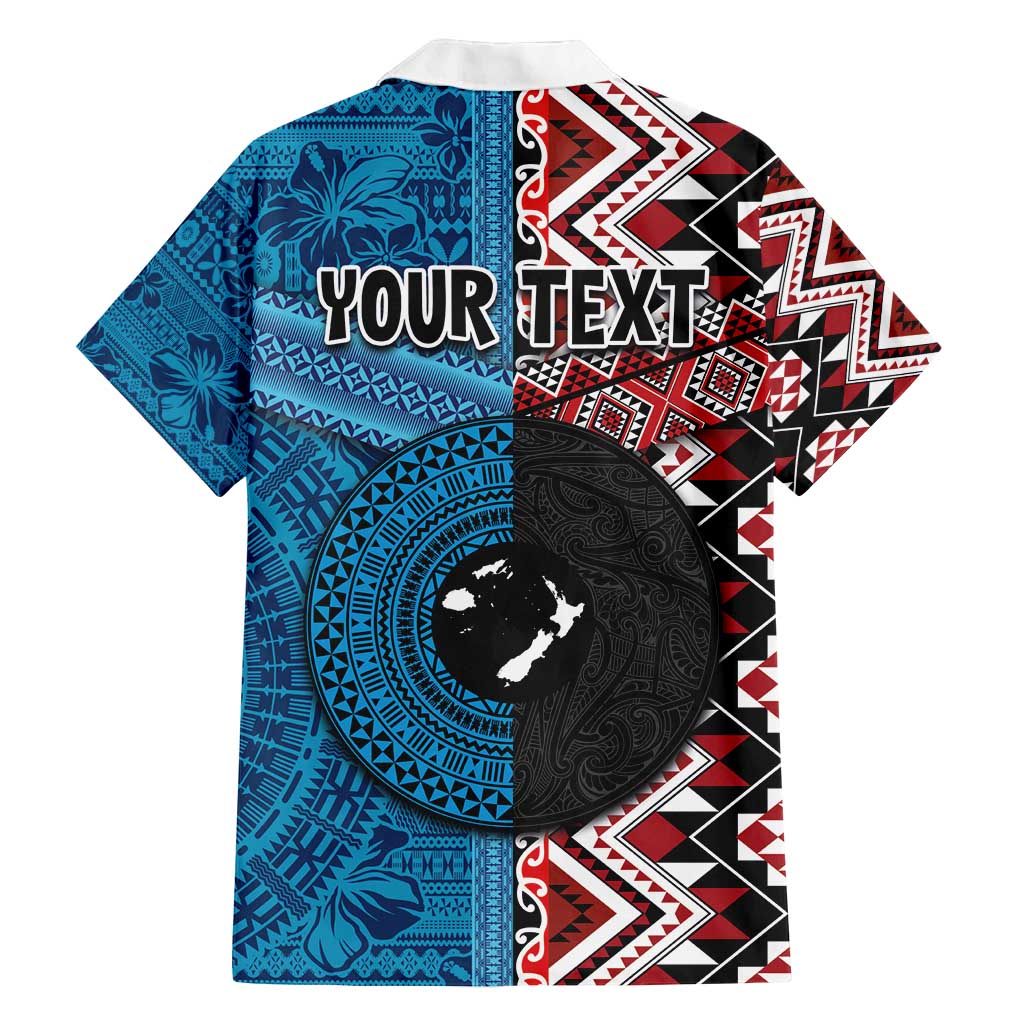 Personalised Aotearoa and Fiji Together Family Matching Summer Maxi Dress and Hawaiian Shirt Melanesian Warrior and Koru - Taniko with Hibiscus Tapa Pattern LT03 - Polynesian Pride