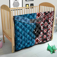 Personalised Aotearoa and Fiji Together Quilt Melanesian Warrior and Koru - Taniko with Hibiscus Tapa Pattern