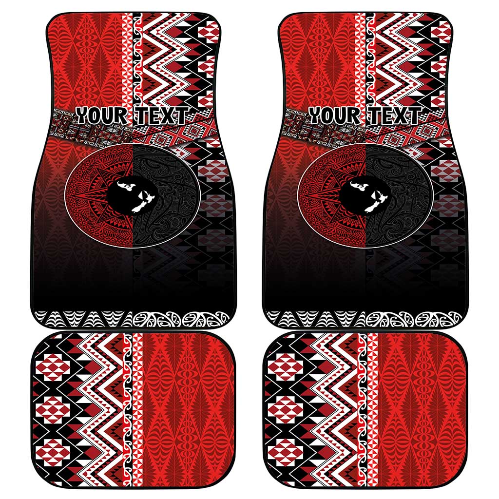 Personalised Aotearoa and Tonga Together Car Mats Manaia and Tongan Tribal Cross - Taniko and Ngatu Art Tattoo