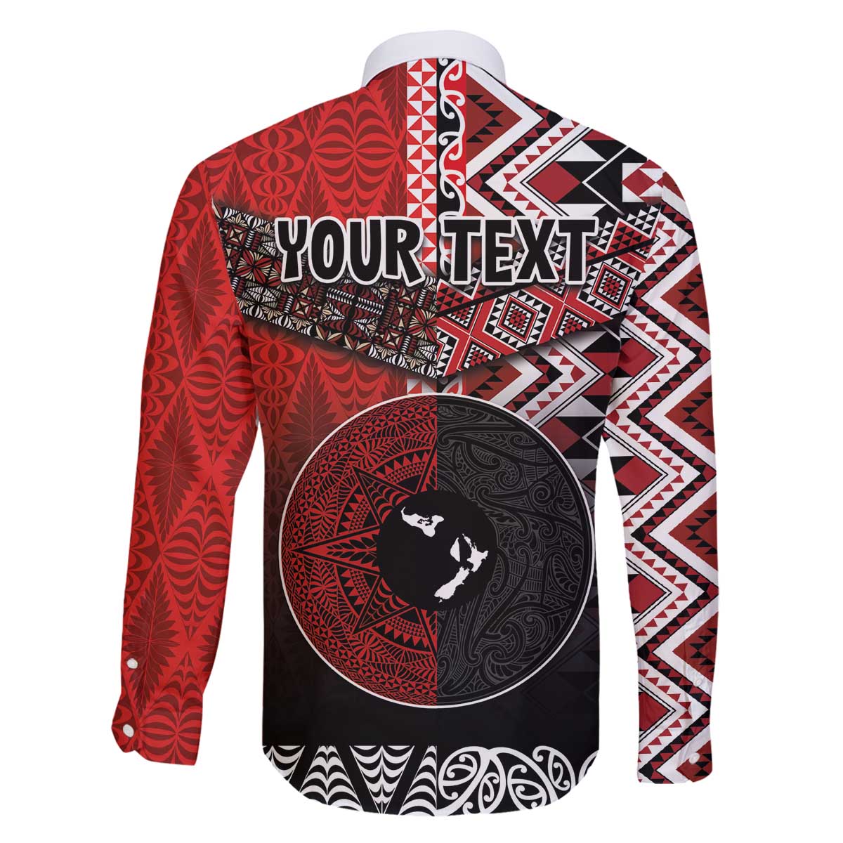 Personalised Aotearoa and Tonga Together Family Matching Off The Shoulder Long Sleeve Dress and Hawaiian Shirt Manaia and Tongan Tribal Cross - Taniko and Ngatu Art Tattoo