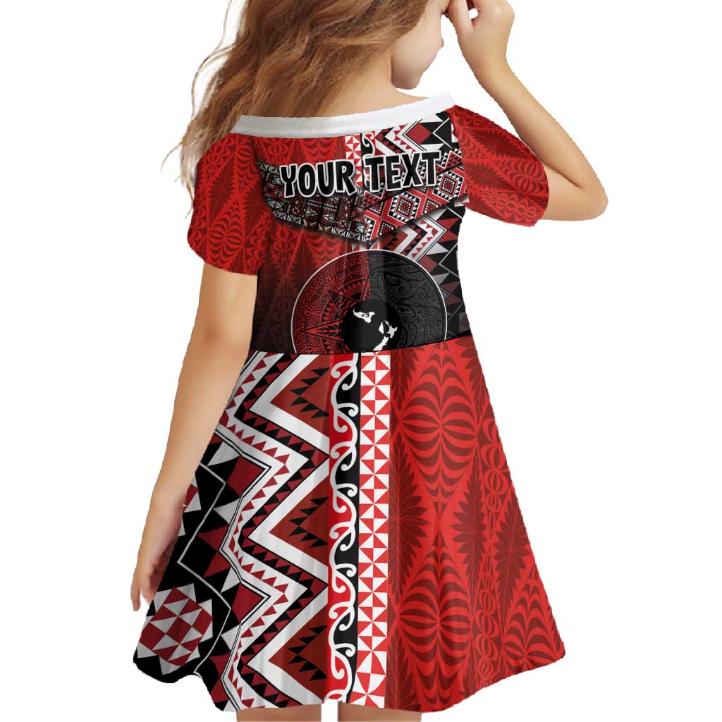 Personalised Aotearoa and Tonga Together Family Matching Off Shoulder Maxi Dress and Hawaiian Shirt Manaia and Tongan Tribal Cross - Taniko and Ngatu Art Tattoo LT03 - Polynesian Pride