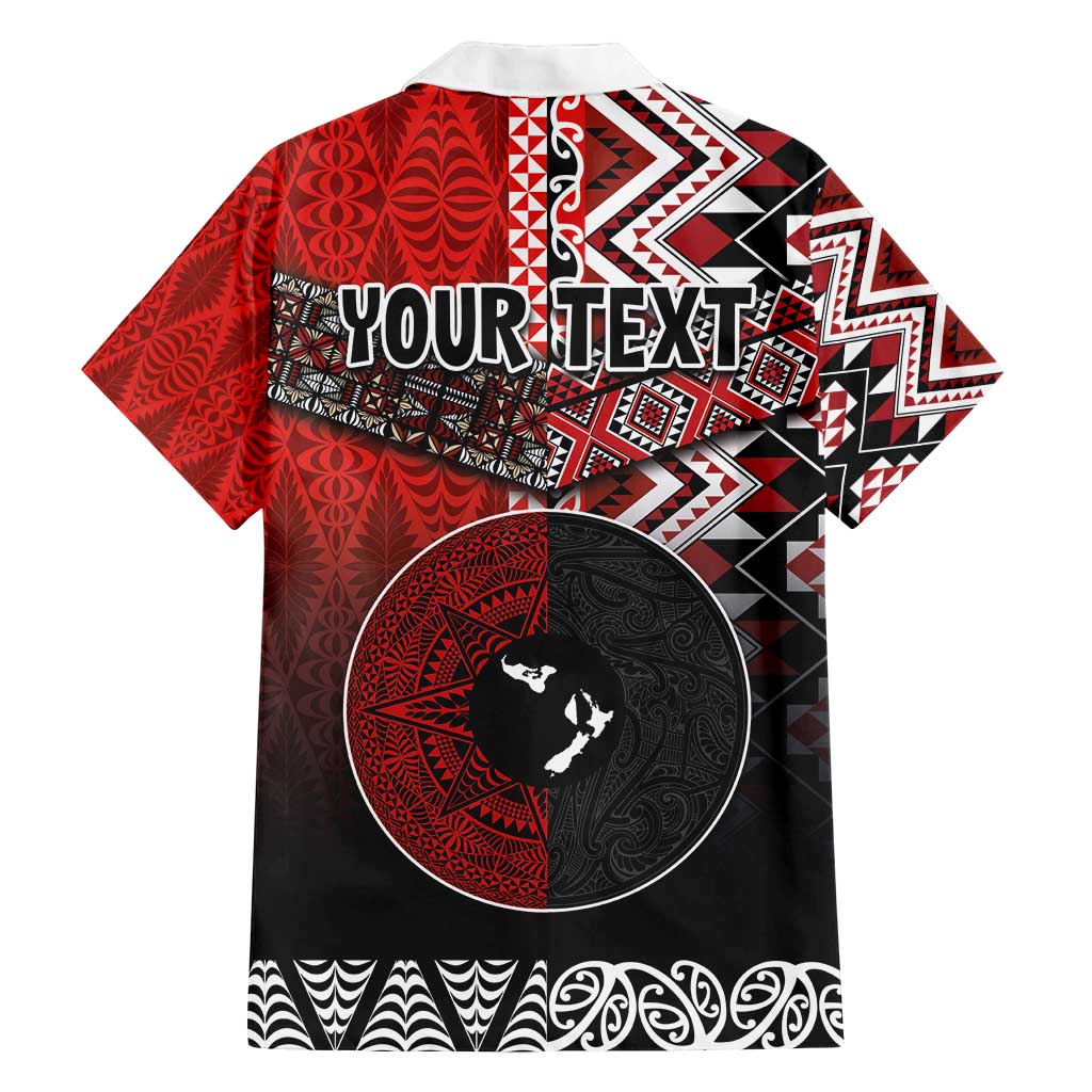Personalised Aotearoa and Tonga Together Family Matching Off Shoulder Maxi Dress and Hawaiian Shirt Manaia and Tongan Tribal Cross - Taniko and Ngatu Art Tattoo LT03 - Polynesian Pride
