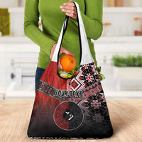 Personalised Aotearoa and Tonga Together Grocery Bag Manaia and Tongan Tribal Cross - Taniko and Ngatu Art Tattoo LT03 - Polynesian Pride