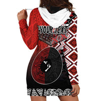 Personalised Aotearoa and Tonga Together Hoodie Dress Manaia and Tongan Tribal Cross - Taniko and Ngatu Art Tattoo