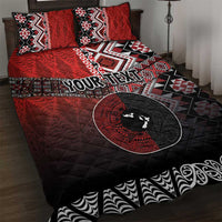 Personalised Aotearoa and Tonga Together Quilt Bed Set Manaia and Tongan Tribal Cross - Taniko and Ngatu Art Tattoo LT03 Red - Polynesian Pride