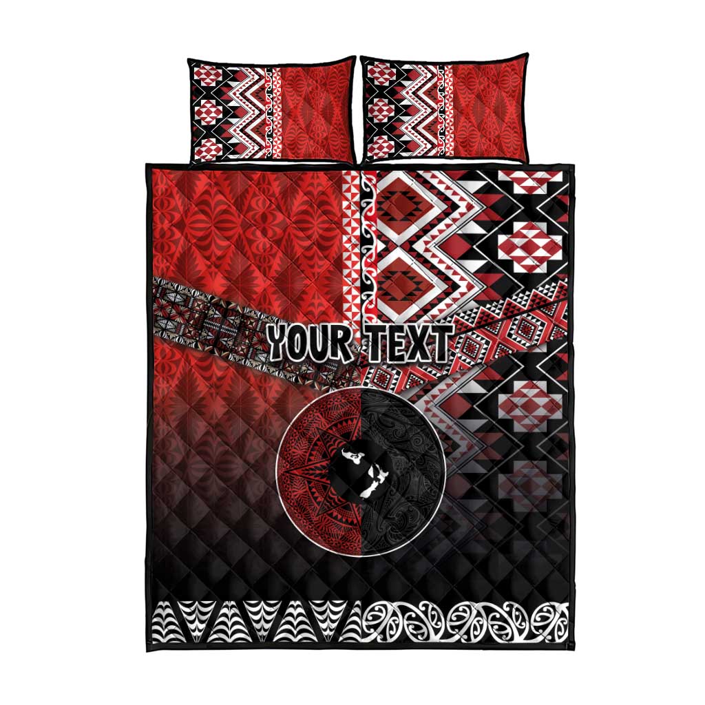 Personalised Aotearoa and Tonga Together Quilt Bed Set Manaia and Tongan Tribal Cross - Taniko and Ngatu Art Tattoo LT03 - Polynesian Pride