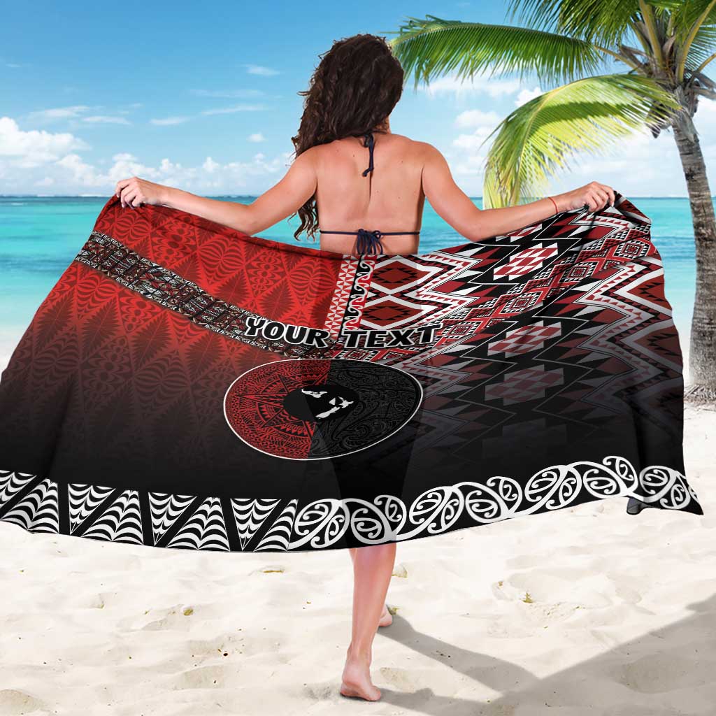Personalised Aotearoa and Tonga Together Sarong Manaia and Tongan Tribal Cross - Taniko and Ngatu Art Tattoo LT03 - Polynesian Pride