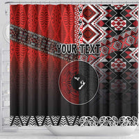 Personalised Aotearoa and Tonga Together Shower Curtain Manaia and Tongan Tribal Cross - Taniko and Ngatu Art Tattoo LT03 - Polynesian Pride