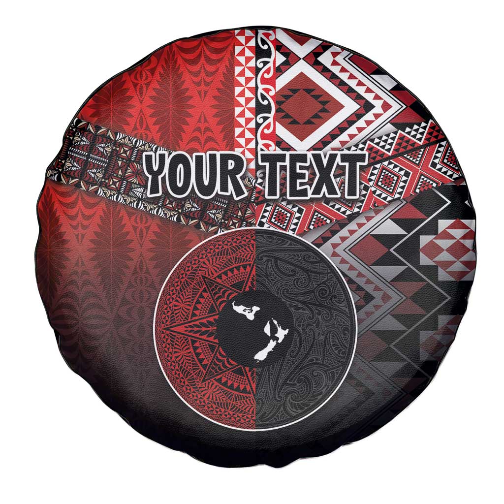Personalised Aotearoa and Tonga Together Spare Tire Cover Manaia and Tongan Tribal Cross - Taniko and Ngatu Art Tattoo LT03 - Polynesian Pride