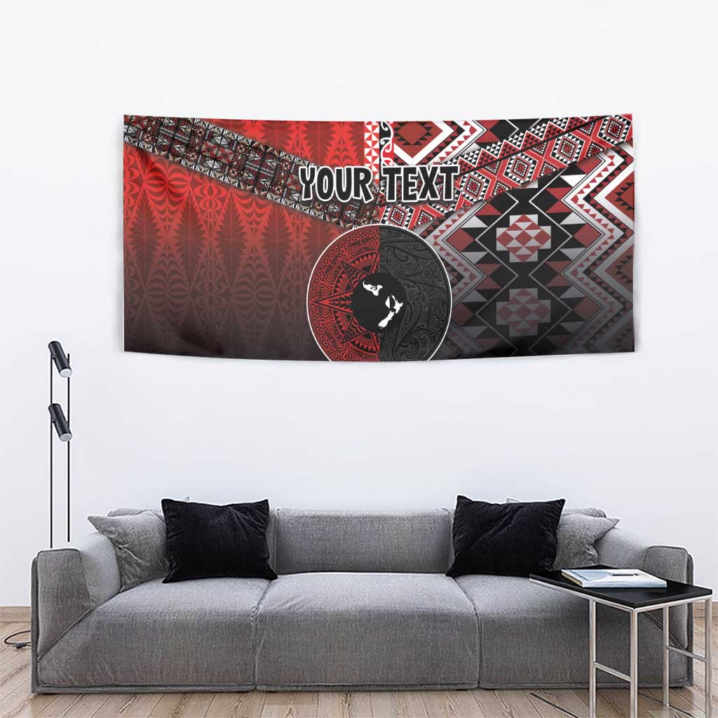 Personalised Aotearoa and Tonga Together Tapestry Manaia and Tongan Tribal Cross - Taniko and Ngatu Art Tattoo LT03 - Polynesian Pride