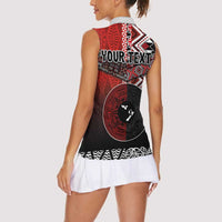 Personalised Aotearoa and Tonga Together Women Sleeveless Polo Shirt Manaia and Tongan Tribal Cross - Taniko and Ngatu Art Tattoo LT03 - Polynesian Pride
