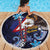 American Samoa Flag Day Beach Blanket Bald Eagle with Uatogi and Fue - Polynesian and Floral Tribal Tattoo