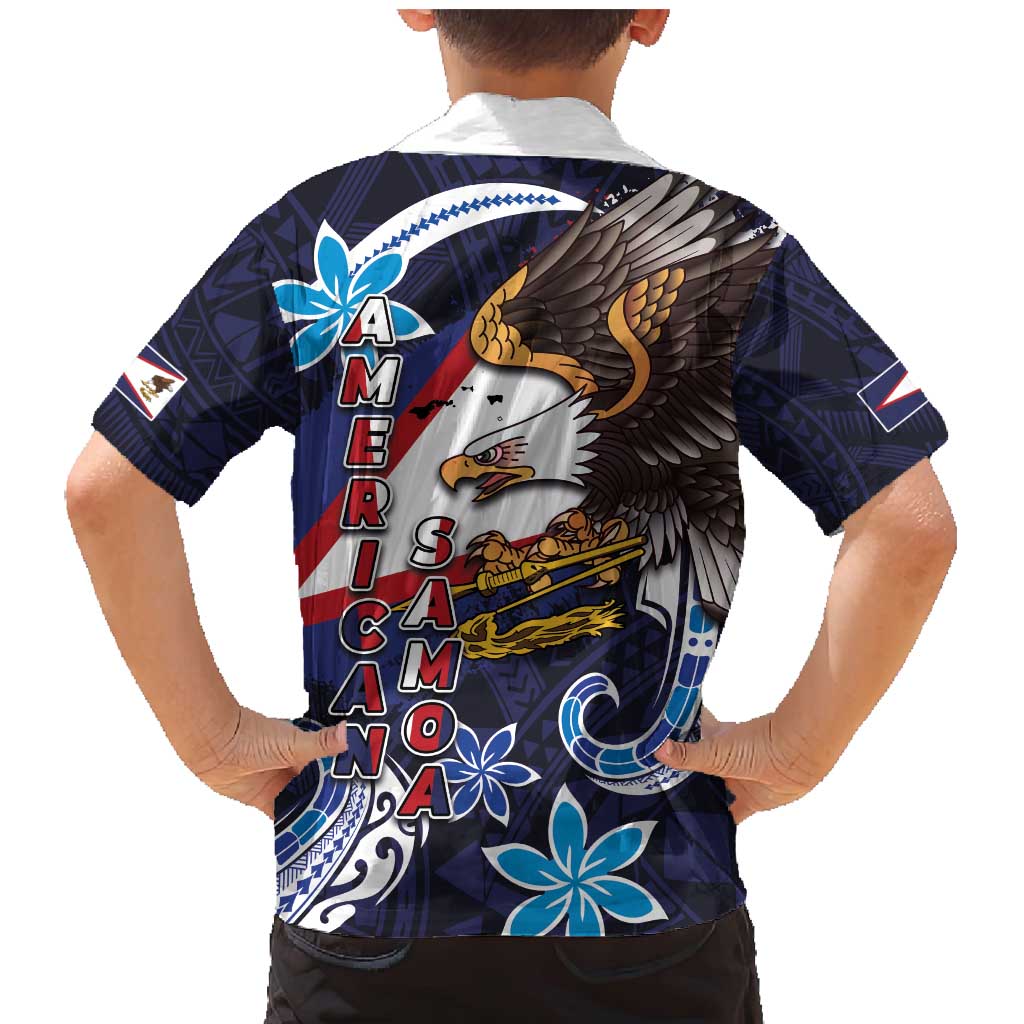 American Samoa Flag Day Family Matching Mermaid Dress and Hawaiian Shirt Bald Eagle with Uatogi and Fue - Polynesian and Floral Tribal Tattoo LT03 - Polynesian Pride