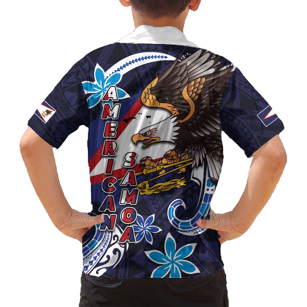 American Samoa Flag Day Family Matching Puletasi and Hawaiian Shirt Bald Eagle with Uatogi and Fue - Polynesian and Floral Tribal Tattoo LT03 - Polynesian Pride