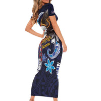 American Samoa Flag Day Family Matching Short Sleeve Bodycon Dress and Hawaiian Shirt Bald Eagle with Uatogi and Fue - Polynesian and Floral Tribal Tattoo LT03 - Polynesian Pride