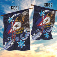 American Samoa Flag Day Garden Flag Bald Eagle with Uatogi and Fue - Polynesian and Floral Tribal Tattoo