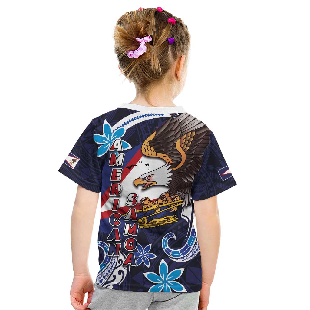 American Samoa Flag Day Kid T Shirt Bald Eagle with Uatogi and Fue - Polynesian and Floral Tribal Tattoo