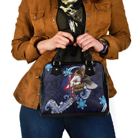 American Samoa Flag Day Shoulder Handbag Bald Eagle with Uatogi and Fue - Polynesian and Floral Tribal Tattoo