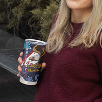 American Samoa Flag Day Tumbler Cup Bald Eagle with Uatogi and Fue - Polynesian and Floral Tribal Tattoo