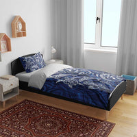 New Zealand Connecting with Seas Bedding Set Maori Tribal and Sea Animals Tattoo - White Glass Style